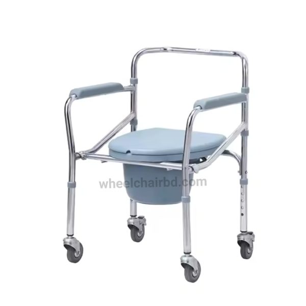 Kaiyang KY696 Fixed grey plastic armrest Chromed Steel Commode Wheelchair