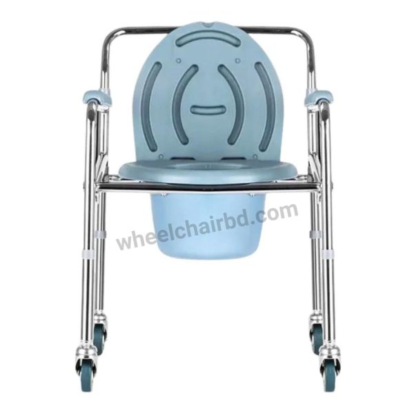 Kaiyang KY696 Fixed grey plastic armrest Chromed Steel Commode Wheelchair - Image 3