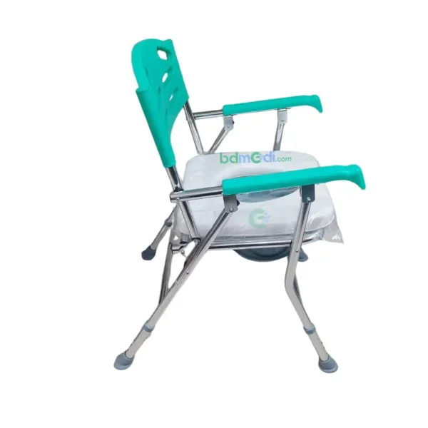 Phoenix Height Adjustable Folding Commode Chair with Comfortable Seat - Image 2