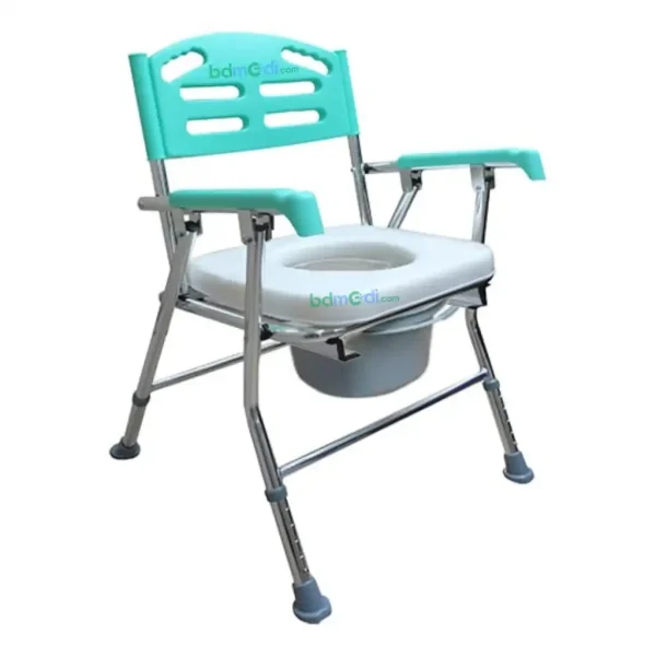 Phoenix Height Adjustable Folding Commode Chair with Comfortable Seat - Image 5