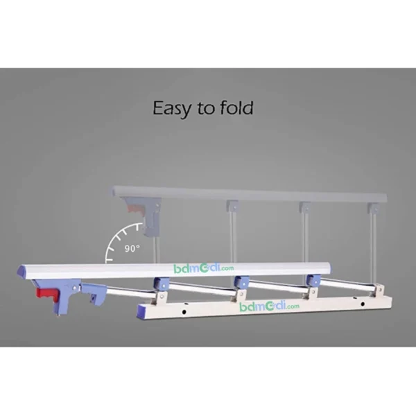 Folding Aluminum Stainless Side Guard Rail for Hospital Beds - Image 3